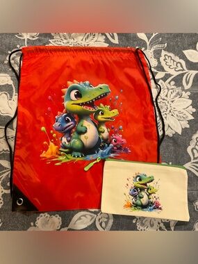 Colorful Drawstring Bag and Pouch, 2 piece set, NWOT